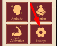 The Settings button in Murim Cultivation