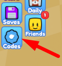 The Codes button in Build & Survive