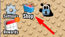 The Shop button in Horse Plinko Tycoon