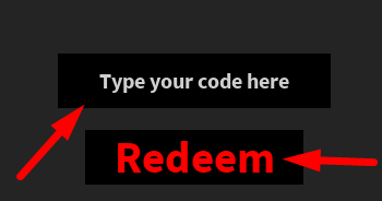 The code redeeming interface in Survive The Killers