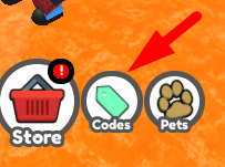 The Codes button in Punch Dragons Simulator