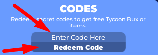 The code redeeming interface in Ore Tycoon 2