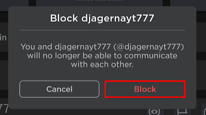 How to block Roblox mobile in-game block button