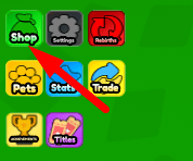 The Shop button in Golden Clickers