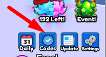 The Codes button in Bubble Champions