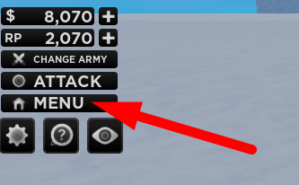 Noob Army Tycoon menu button