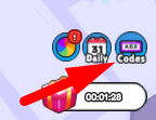 The Codes button in CaseOh Eating Simulator