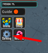 The Settings button in Zombie Wars Tycoon