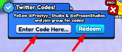 The code redeeming interface in Push Up Battles