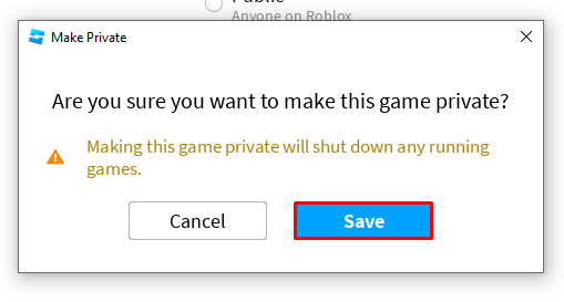 Delete game save pop-up