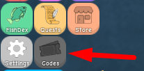 The Codes button in Ice Fishing Simulator