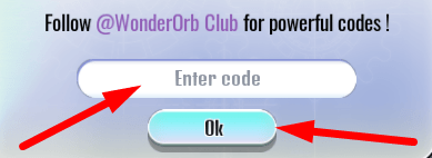 The code redeeming interface in Roller Race Champion