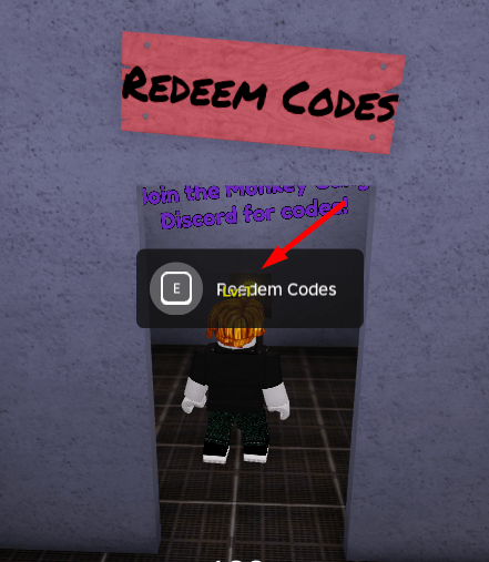 The Redeem Codes button in Shrek in The Backrooms