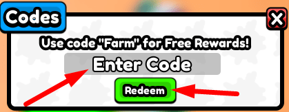 The code redeeming interface in Fart Simulator