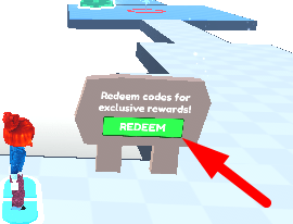 The Redeem button in Obby But You're on a Hoverboard
