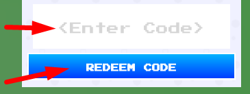 The code redeeming interface in Noob Tycoon