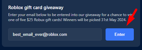 Roblox Den extension giveaway email field