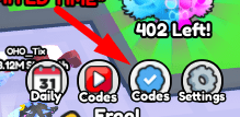 The Codes button in Push Up Battles