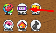 The Codes button in PROVE DAD WRONG BY SELLING ROCKS TYCOON