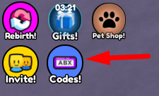 The Codes button in Monkey Arena