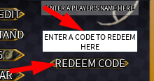 The code redeeming interface in YBA: New Universe