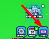 The Codes button in Grow Snowball Race