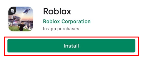 Android Roblox install button