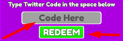 The code redeeming interface in Vibe Obby
