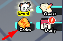 The Codes button in Swim Race Simulator