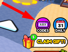 The Codes button in Youtuber Battles Simulator