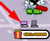 The Codes button in Break Stuff Simulator