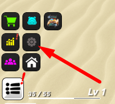 The settings icon in Fruit Seas