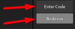 The code redeeming interface in Red's mm2