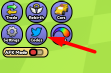 The Codes button in Money Race