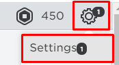 The Roblox account settings button
