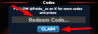 The code redeeming interface in Anime Islands