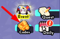 The Codes button in Roller Race Champion