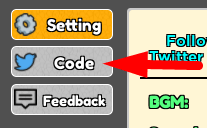The Code button in Elemental Clone Tycoon