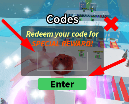 The code redeeming interface in Snow Race