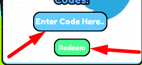 The code redeeming interface in Lick Battles Simulator