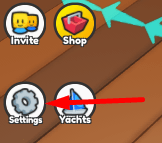 The Settings button in Mega Yacht Tycoon