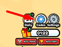 The Codes button in Ninja Fighting Simulator