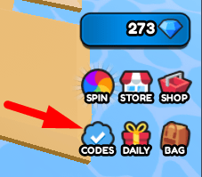 The Codes button in Spin For Free UGC