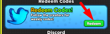 The Redeem button in Noob Slayers Simulator