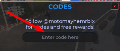 The code redeeming interface in Motorcycle Mayhem