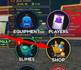 The Shop button in Slime Slaying Simulator