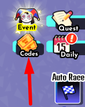The Codes button in Snowboard Race Simulator