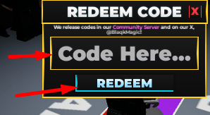 The code redeeming interface in Slap Fight