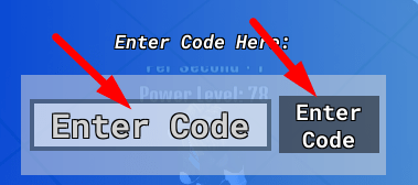 The code redeeming interface in Every Second You Get +1 Power Level