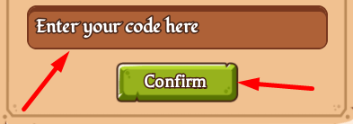 The code redeeming interface in Shrek Swamp Tycoon